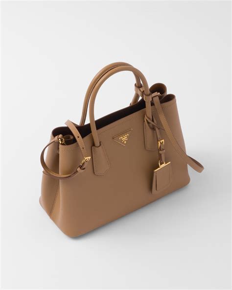 prada saffiano double zip caramel|Caramel Small Saffiano Leather Double Prada Bag .